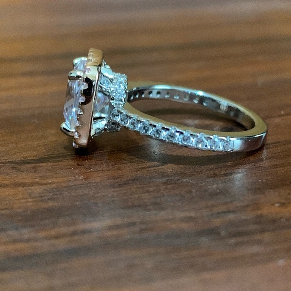 Sterling Silver & Rose Gold Cushion Cut CZ Ring - Picture 2 of 6